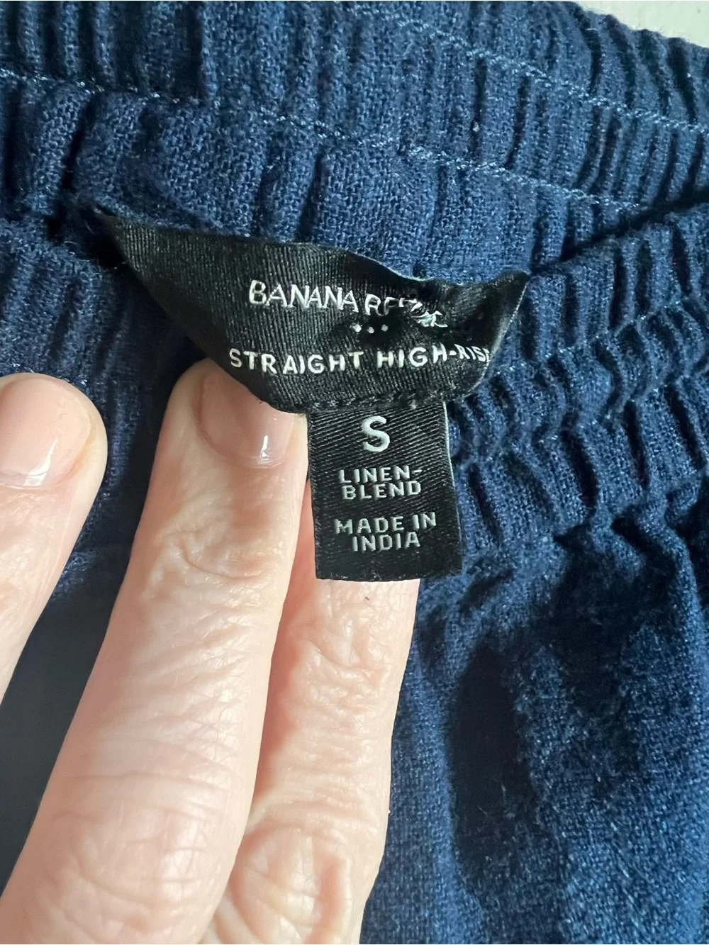 Banana Republic Straight High Rise Linen Blend Pants M Blue Beach Lagenlook Boho